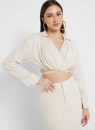 Cut Out Detail Crop Shirt