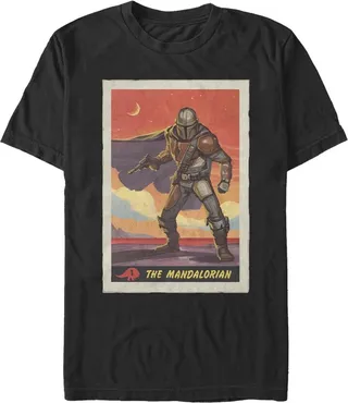 Men's Star Wars The Mandalorian Trading Card T-Shirt - Black - Large