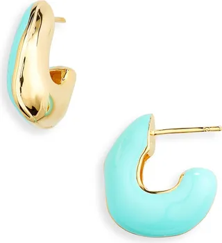 Squiggle Two-Tone Huggie Hoop Earrings