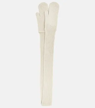 Fly ribbed-knit cashmere gloves