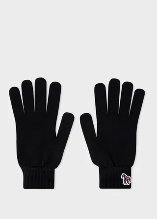 Black Zebra Logo Wool Gloves