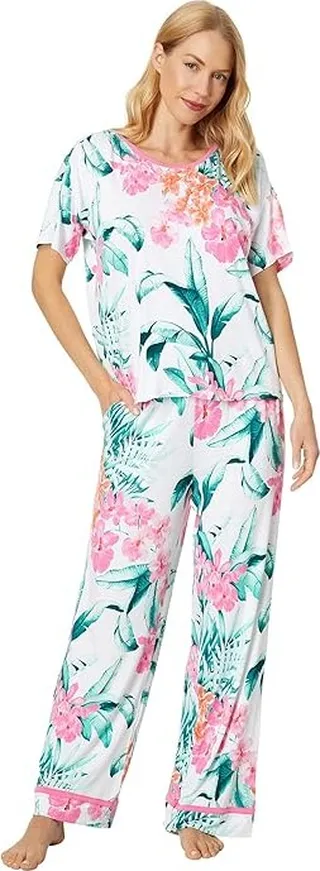 Tommy Bahama Short Sleeve Cropped PJ Set (Tropical Floral) Women's Pajama Sets