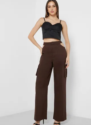 Wide Leg Cut Out Pants