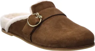 Stuart Weitzman Cozy Luxering Suede & Shearling Clog