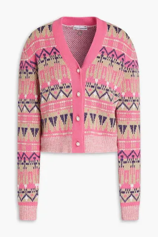 Metallic Fair Isle wool-blend cardigan