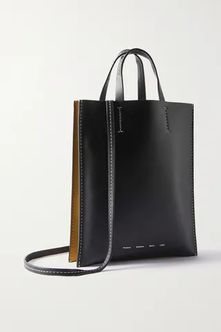 Proenza Schouler White Label - Twin Small Two-tone Leather Tote - Black
