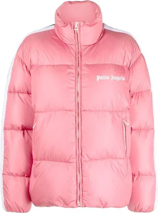 Pink Side Stripe Puffer Jacket