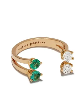 18kt rose gold Domino Dots peridot and diamond ring