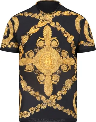 Versace Maschera Baroque-Printed Crewneck T-Shirt