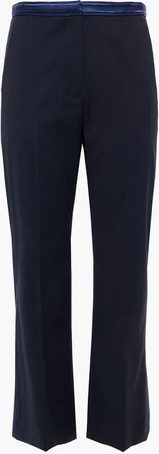 Embroidered twill kick-flare pants