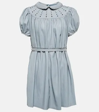 Pleated leather minidress