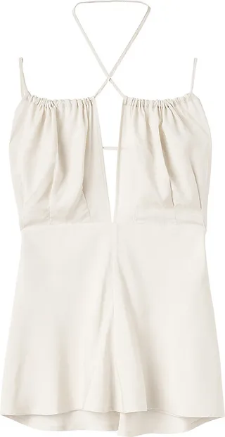 Women's Gathered Silk Halter Top