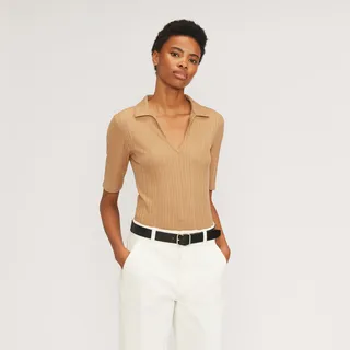 The Rib Soft Knit Open Collar Polo