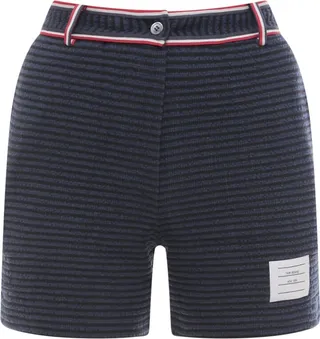 Cotton blend bermuda shorts with striped motif