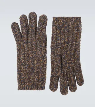 Ribbed-knit cashmere gloves
