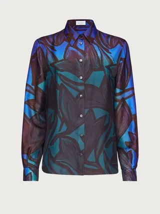 Ferragamo Women Tulipani print silk shirt Multicolor