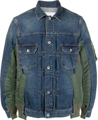 Side-Zip Panelled Denim Jacket