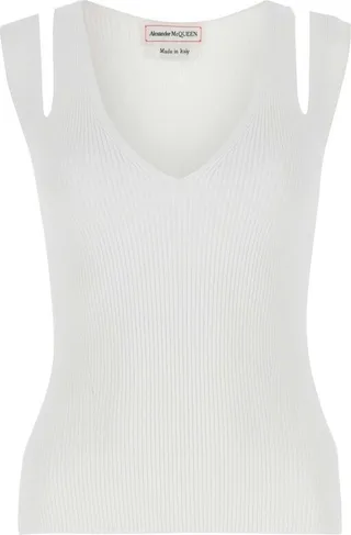 Alexander McQueen V-Neck Cut Out Knitted Top