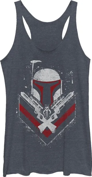 Women's Star Wars Boba Fett No Threats Only Promises Racerback Tank Top - Navy Blue Heather - Small