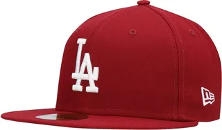Men's New Era Cardinal Los Angeles Dodgers Logo White 59FIFTY Fitted Hat