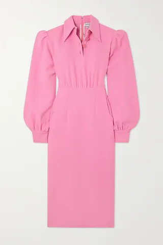 Rowen Rose - Button-embellished Wool-crepe Midi Dress - Pink