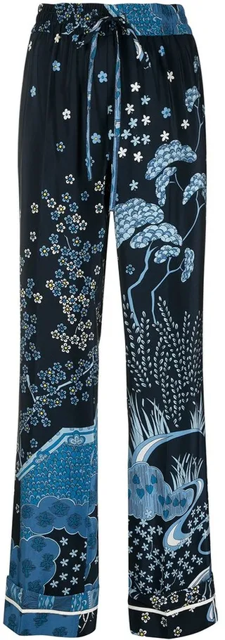 Floral-Print Straight-Leg Trousers