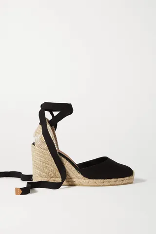 Castañer - Carina 80 Canvas Wedge Espadrilles - Black