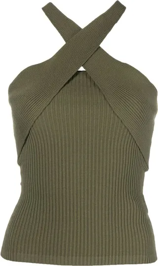 Ribbed-Knit Halterneck Top