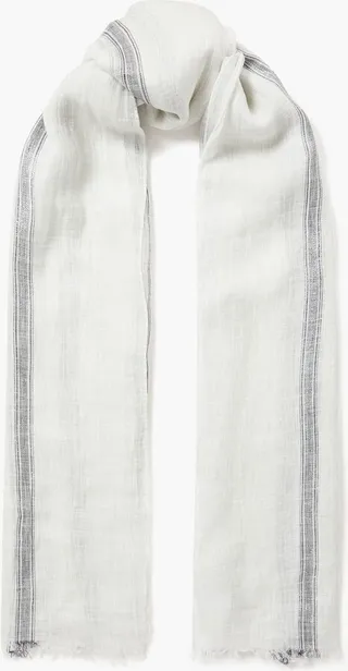 Metallic striped linen-blend gauze scarf