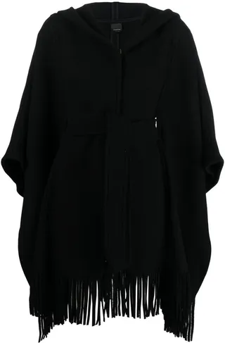 Fringed Tied-Waist Poncho