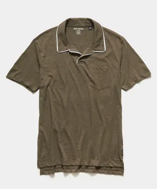Made in L.A. Tipped Montauk Polo in Olive