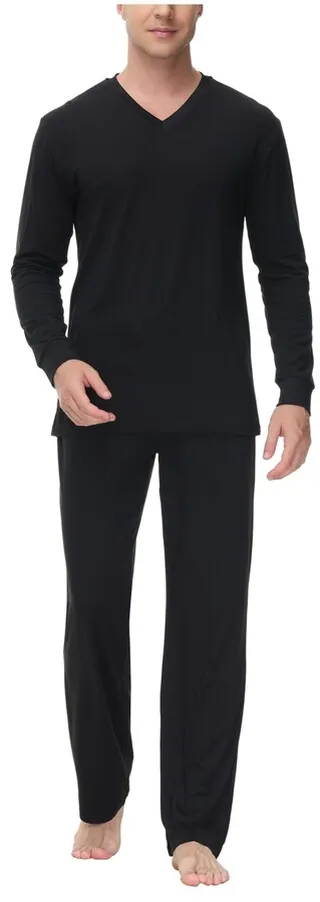 Ink+Ivy Men's Heat retaining Two Piece V-Neck & Lounge Pants Pajama Set