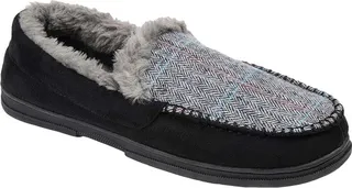Vance Co. Winston Moccasin Slippers (Black Fabric) Men's Shoes
