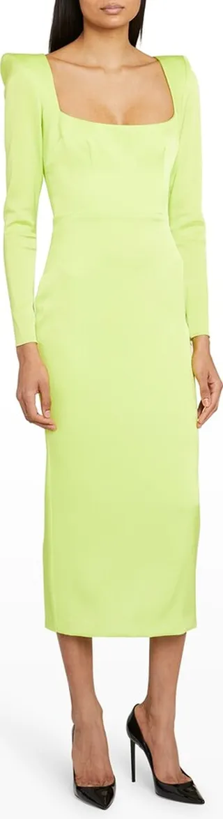Manor Strong-Shoulder Midi Dress