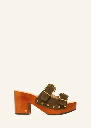 Halifax Suede Dual-Buckle Clogs