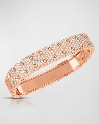 Polished & Pave 18k Rose Gold Diamond 2-Row Bangle