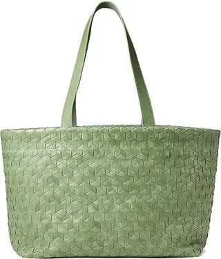 Madewell Large Woven Leather Tote (Sweet Basil) Handbags