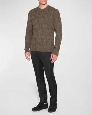 Men's Alpaca Cable Knit Crewneck Sweater