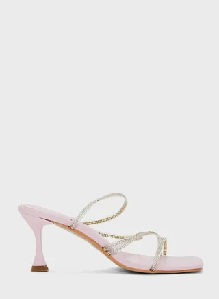 Diamante Criss Cross Strap Mule Sandal