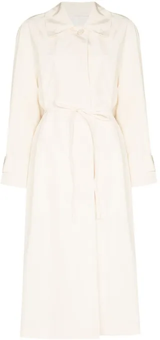 Funnel-Neck Belted Trench Coat