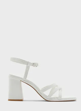 Double Crossover Strap Block Heel Sandal