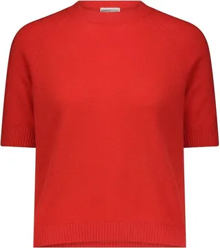 Minnie Rose Cotton Cashmere Short Sleeve Tee - Red