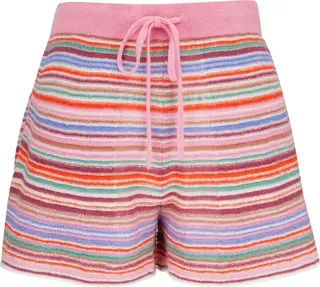 Stripe-Pattern Drawstring Shorts