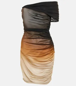 Ombre off-shoulder mesh minidress
