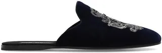 Dolce & Gabbana Slip-On Velvet Embroidered Slippers