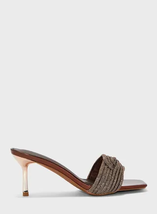 One Strap Mid Heel Sandals