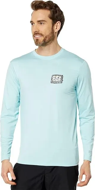Billabong Crayon Wave Loose Fit Long Sleeve Surf Tee (Coastal) Men's Swimwear