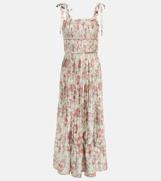 Paisley pleated maxi dress