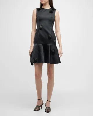 Tassel Dot Embellished Flounce-Hem Dress