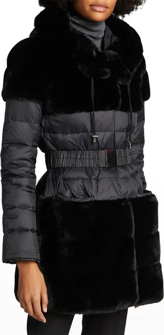 The Erika Faux-Fur Belted Down Jacket